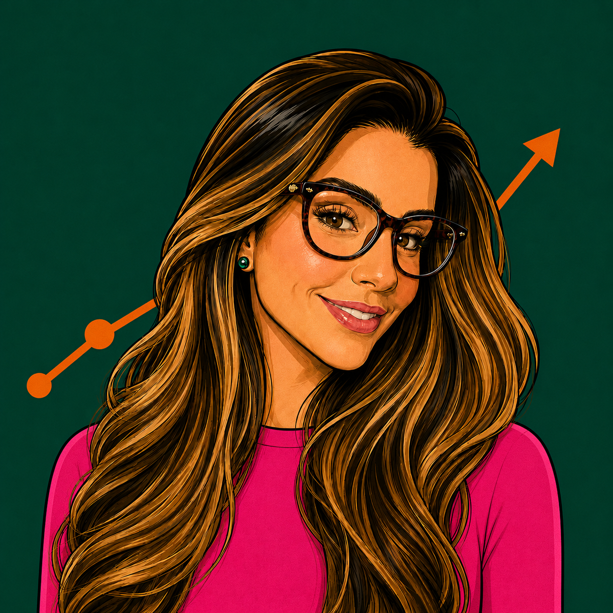 Retrato ilustrado de Chris, fundadora da Divas Invest